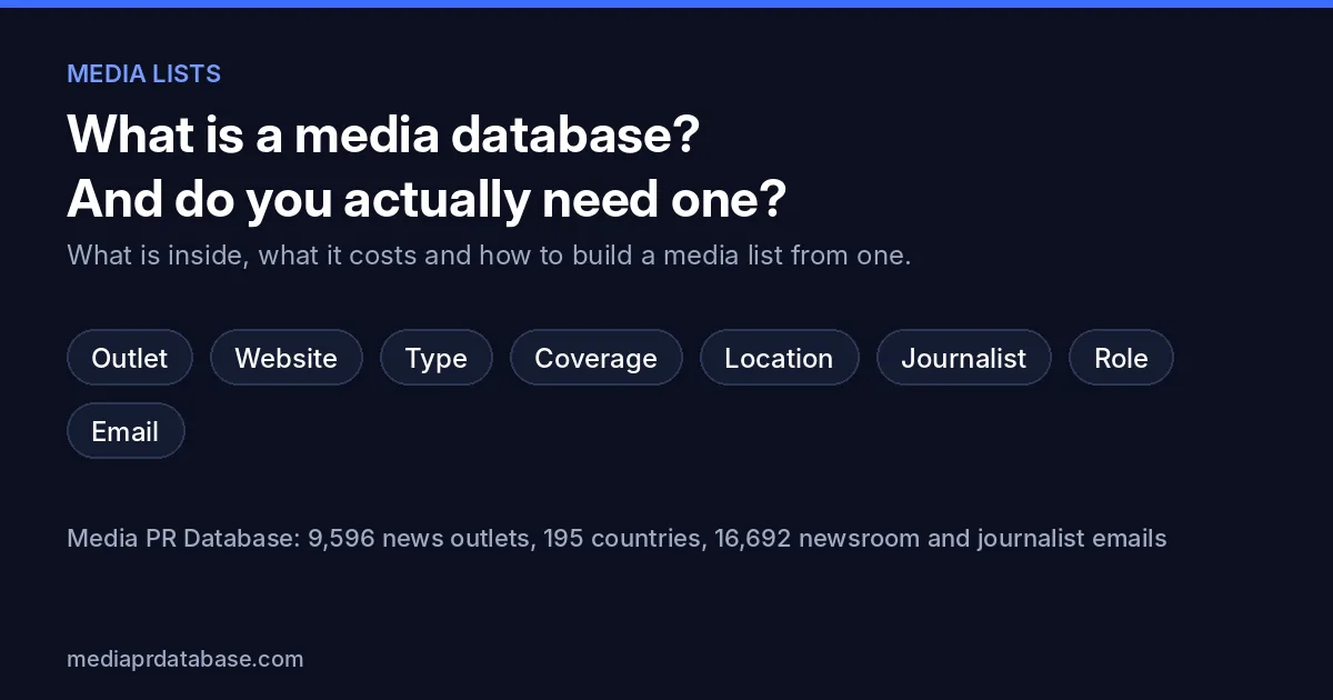 What is a media database and do you need one: outlet, website, type, coverage, location, journalist, role and email